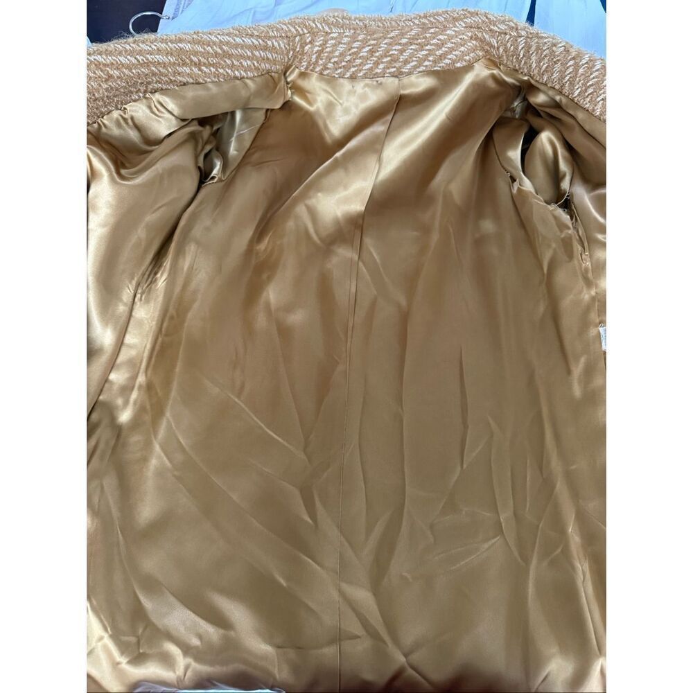 Vintage 60s Franklin Simon New York Mustard Gold Side Button Coat S M - Picture 13 of 13